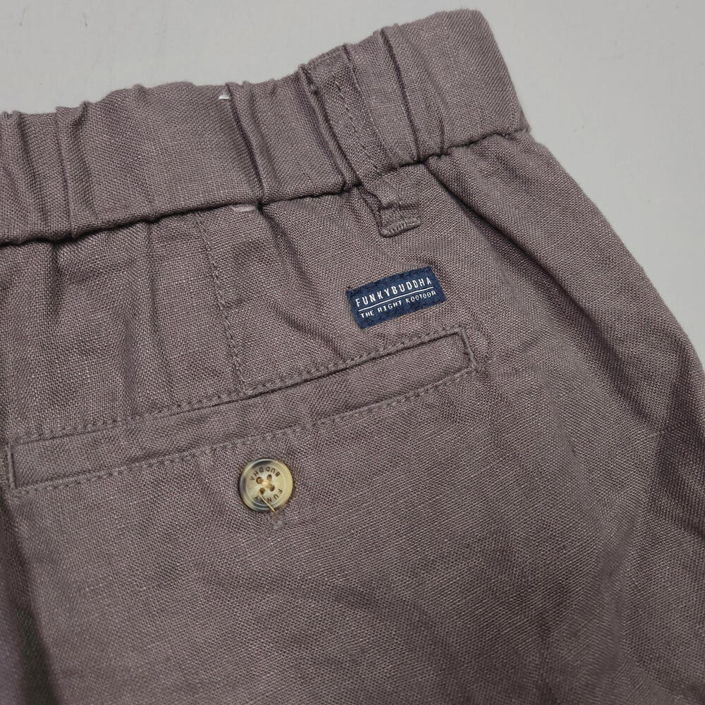 New Funky Buddha 100% Linen Brown Casual Shorts Preppy Beach Comfort 30 - Picture 3 of 9